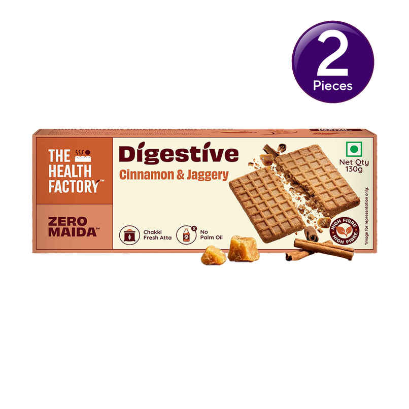The Health Factory Zero Maida Digestive Biscuits | Cinnamon & Jaggery Combo
