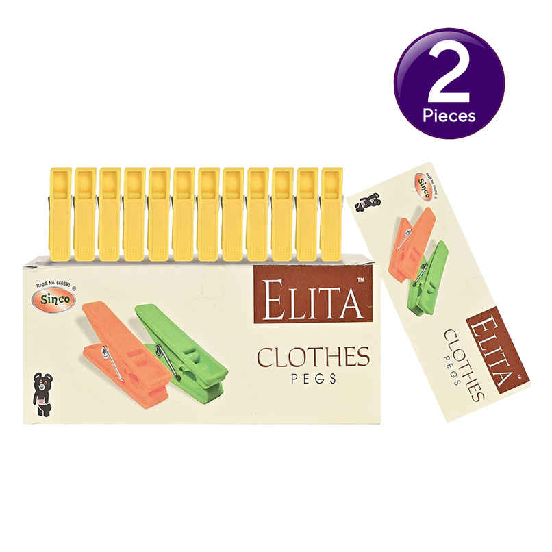 Sinco Elita Cloth Clips / Cloth Pegs - Pack of 1 (12 Pieces) - Yellow Combo Sinco Elita Cloth Clips / Cloth Pegs - Pack of 1 (12 Pieces) - Yellow Combo