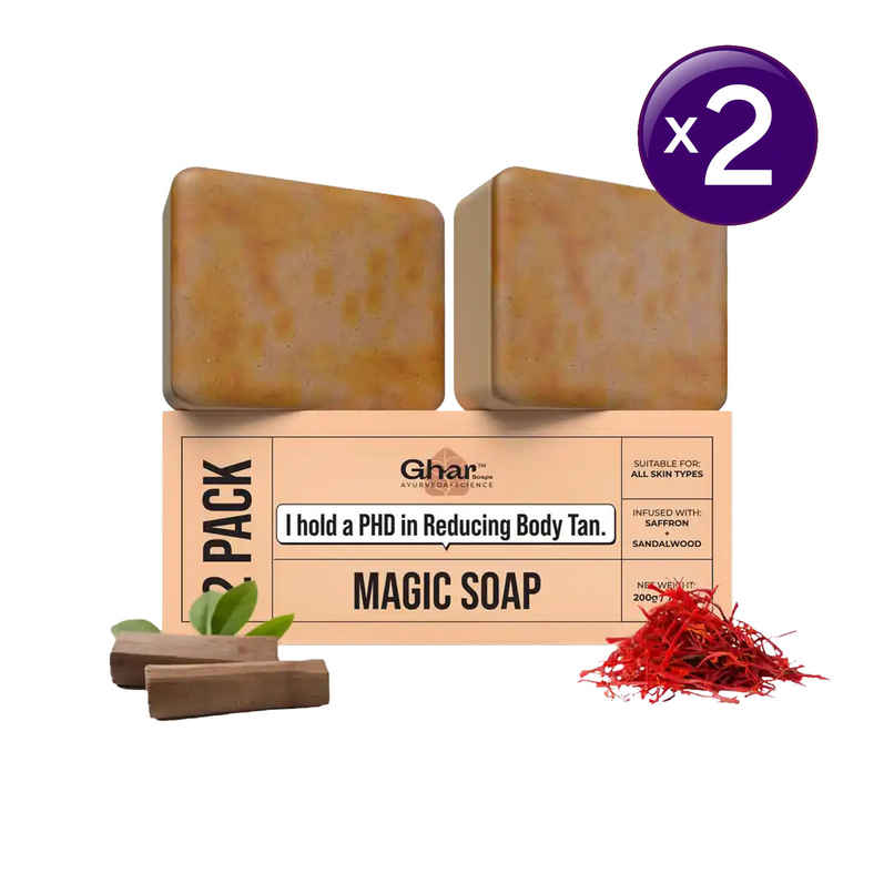 Ghar Soaps Sandalwood & Saffron Magic Brightening Soap Combo Ghar Soaps Sandalwood & Saffron Magic Brightening Soap Combo