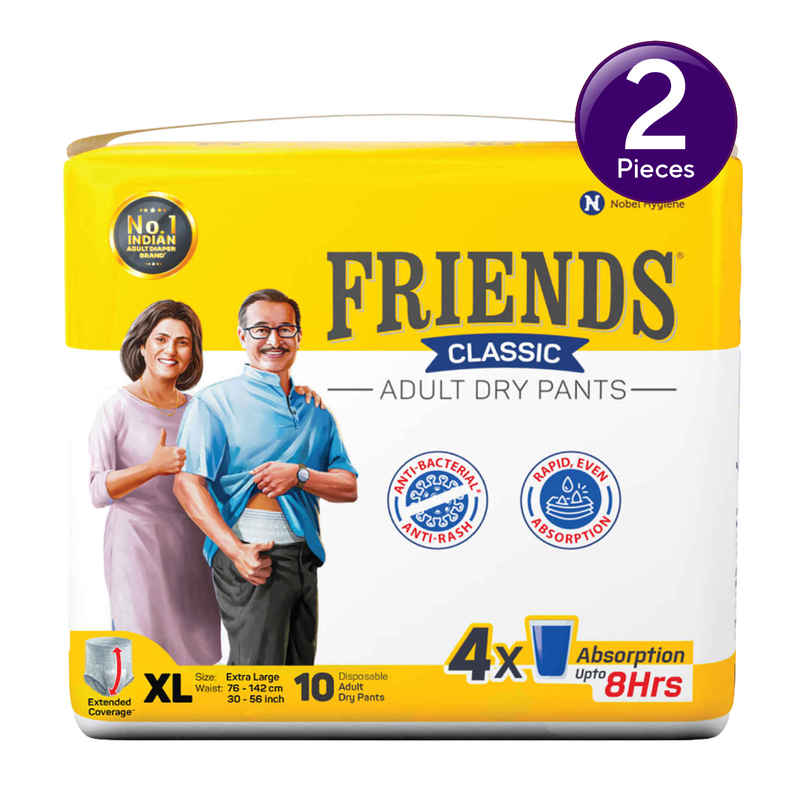 Friends Adult Diaper Pant | Classic Type | XL | 30 - 56 inch Combo