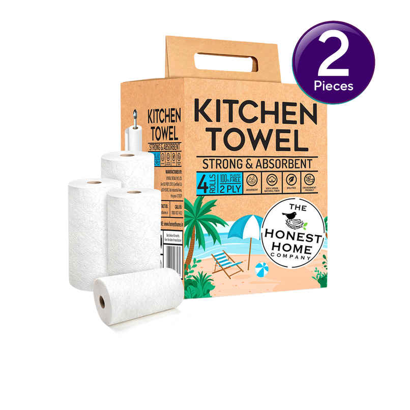 The Honest Home Company 4 in 1 Kitchen Towel 2 Ply | 60 Pulls Per Role Combo