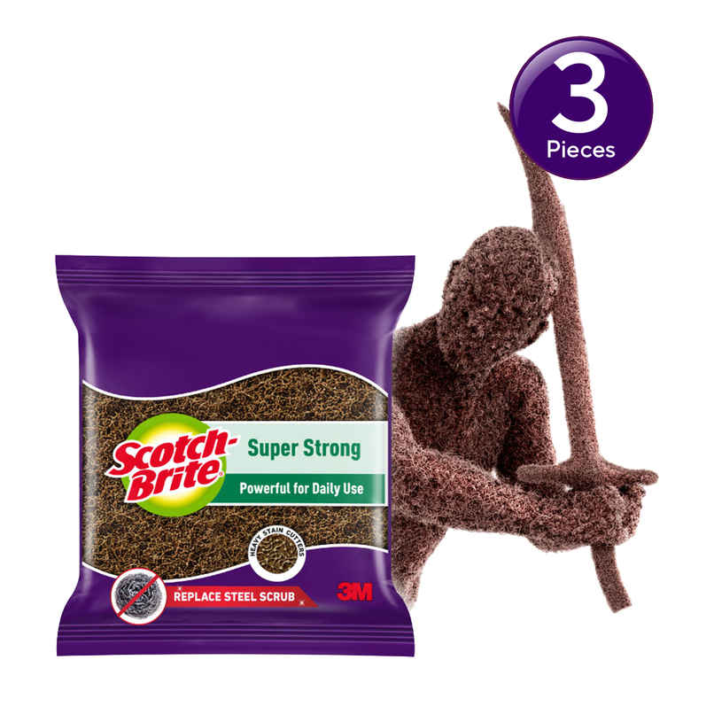 Scotch-Brite Super Strong Scrub pad for Tough Stains (Replacement to Steel Scrubber for Kitchen) Combo
