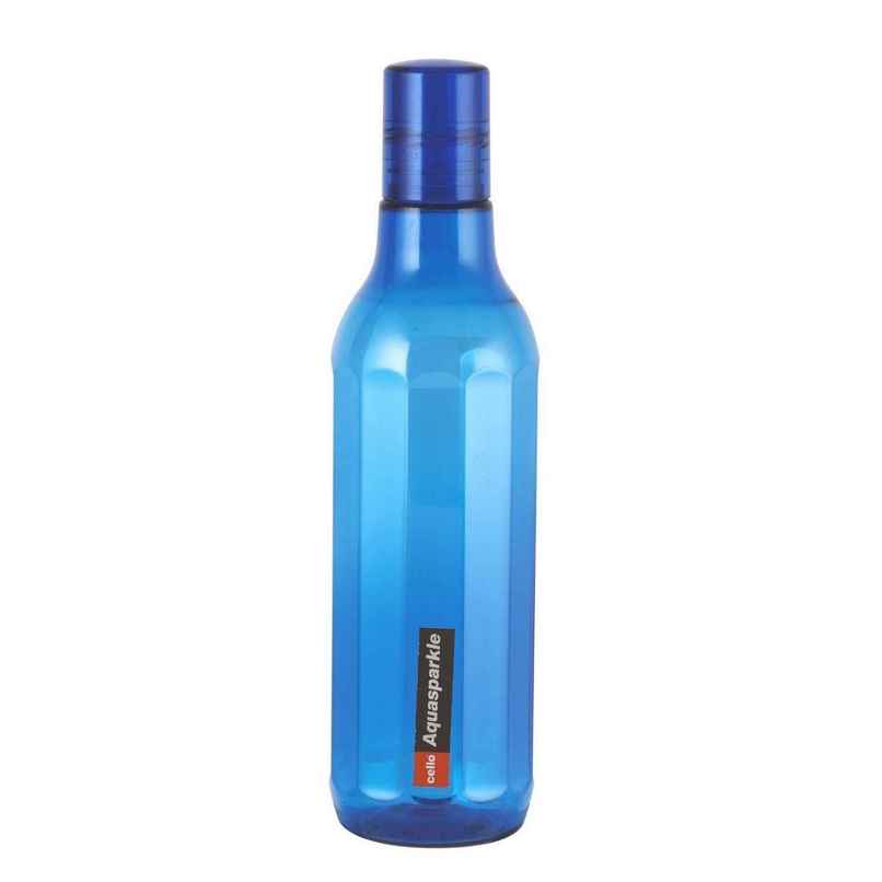 Cello Plastic Aqua Sparkle Water Bottle, 100% Food Grade, Leak Proof and Break Proof | Blue | 1 L