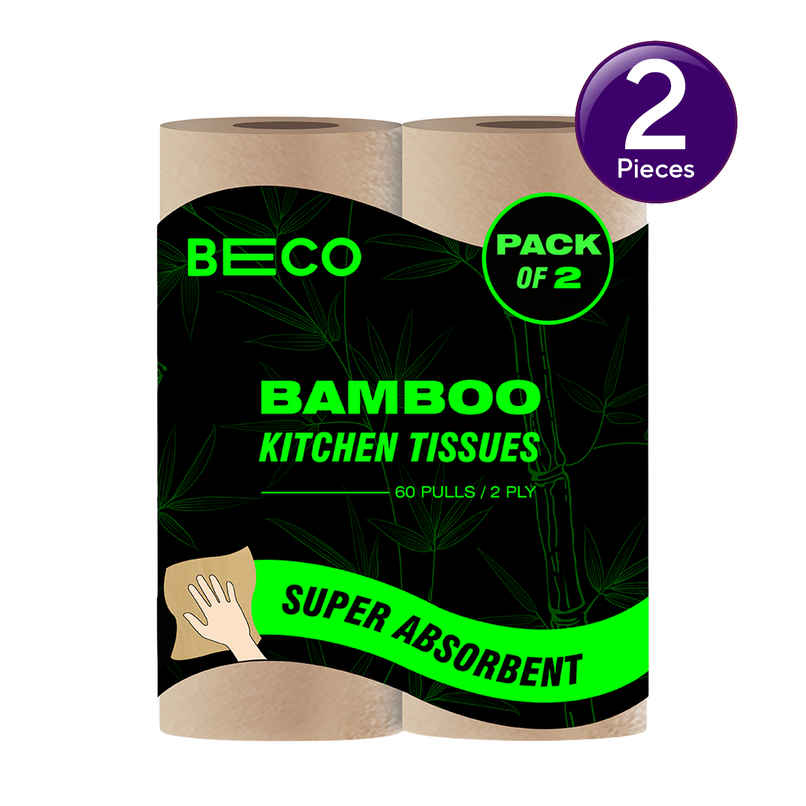 BECO 2 Ply Bamboo Kitchen Towel | 60 Pulls | Pack of 2 Combo BECO 2 Ply Bamboo Kitchen Towel | 60 Pulls | Pack of 2 Combo