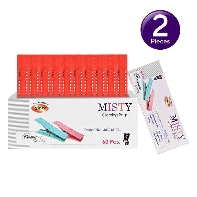Sinco Misty Cloth Clips / Cloth Pegs - Pack of 1 (10 Pieces) - Red Combo