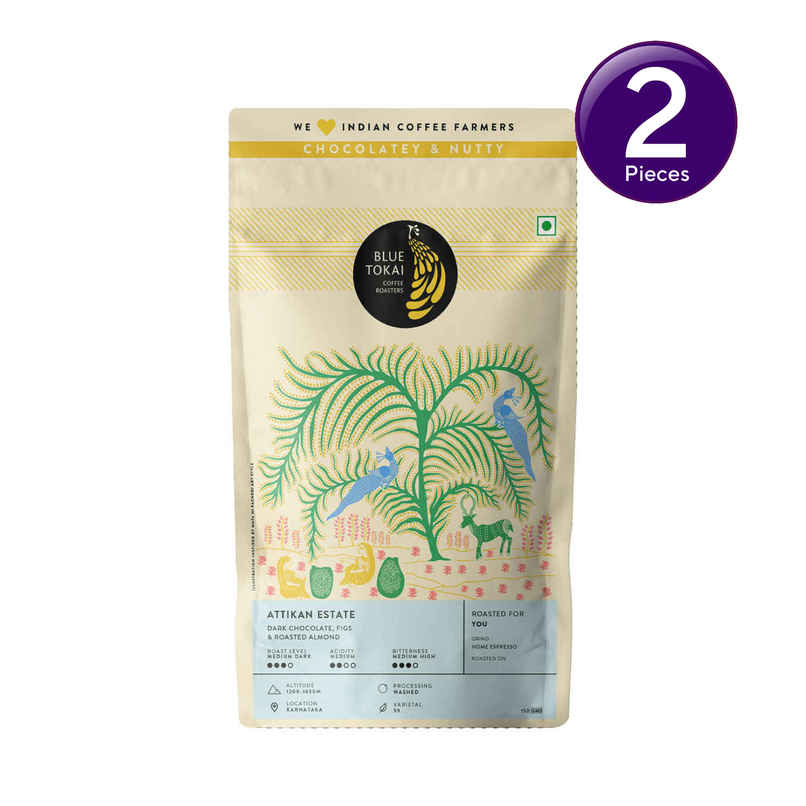 Blue Tokai Attikan Estate Home Espresso Medium Roast Ground Coffee Combo Blue Tokai Attikan Estate Home Espresso Medium Roast Ground Coffee Combo