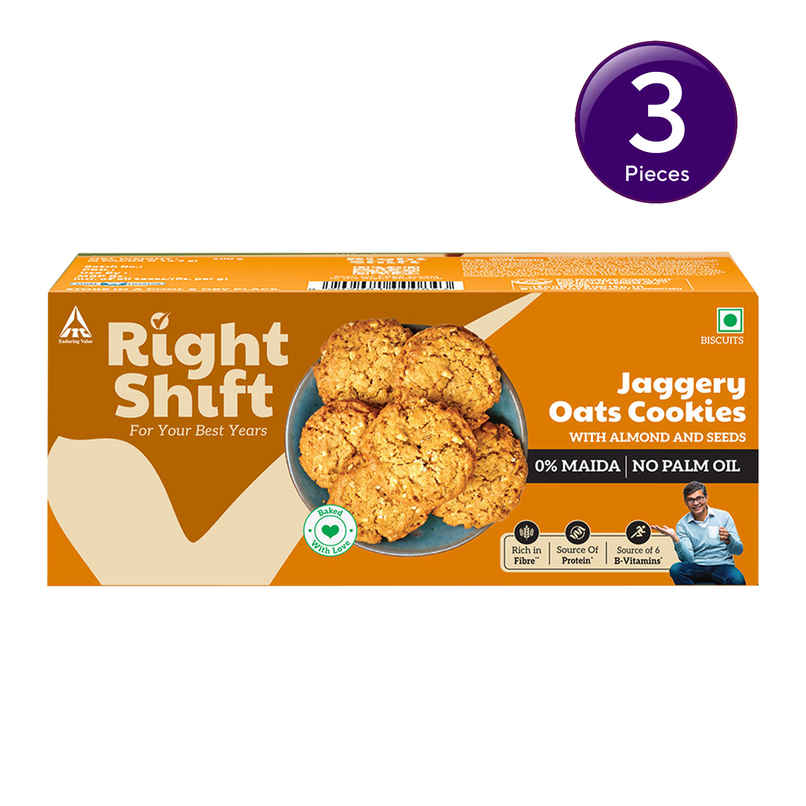 Right Shift Jaggery Oats Cookies with Nuts and Seeds Combo | 0% Maida | 0% Refined Sugar