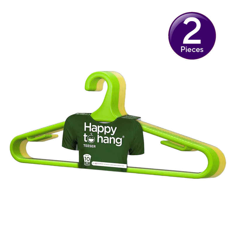 Happy To Hang Teeser 10 Piece Polypropylene Hanger, Yellow And Green Combo Happy To Hang Teeser 10 Piece Polypropylene Hanger, Yellow And Green Combo