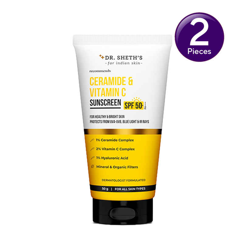 Dr. Sheth's Ceramide & Vitamin C Lightweight Sunscreen with SPF 50+ PA++++ (In-vivo Tested) | Combo Dr. Sheth's Ceramide & Vitamin C Lightweight Sunscreen with SPF 50+ PA++++ (In-vivo Tested) | Combo
