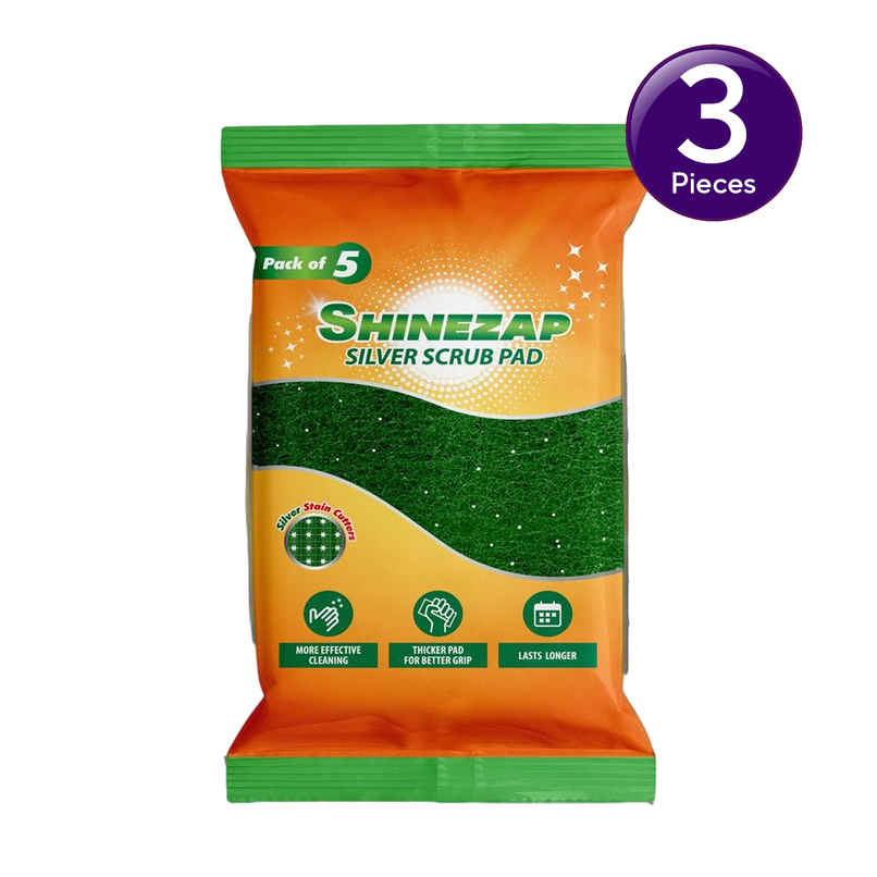 Shinezap silver Scrub pad Pack of 5 Combo Shinezap silver Scrub pad Pack of 5 Combo