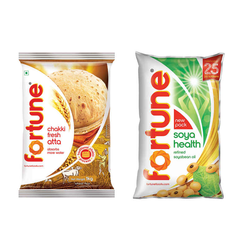 Fortune Chakki Fresh Atta (1kg) & Fortune Soya Health Refined Soyabean Oil (750g) Combo Fortune Chakki Fresh Atta (1kg) & Fortune Soya Health Refined Soyabean Oil (750g) Combo