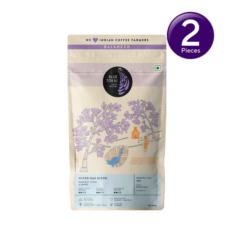 Blue Tokai Silver Oak French Press Medium Roast Ground Coffee Combo