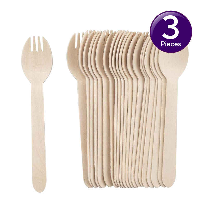 Naturepac Wooden Spork | 160 mm | 25pcs Combo Naturepac Wooden Spork | 160 mm | 25pcs Combo