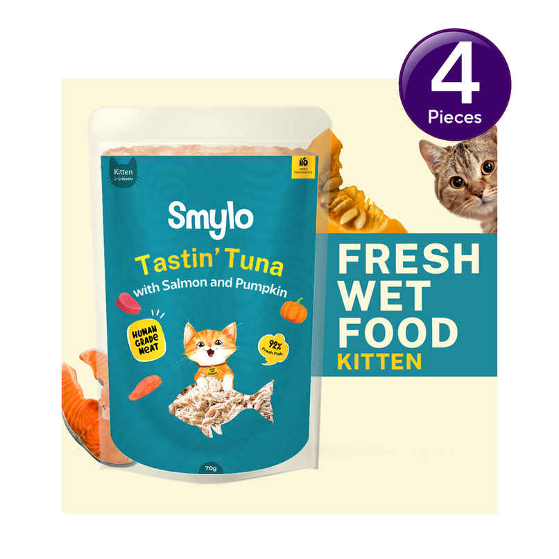 Smylo Kitten Tuna & Salmon Wet Cat Food, Fresh & Preservative-Free, For Shiny Coat & Healthy Growth Combo Smylo Kitten Tuna & Salmon Wet Cat Food, Fresh & Preservative-Free, For Shiny Coat & Healthy Growth Combo