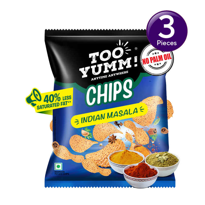 Too Yumm Indian Masala Potato Chips, 40% Less Saturated Fats, No Palm Oil Healthy Spicy Chips Combo