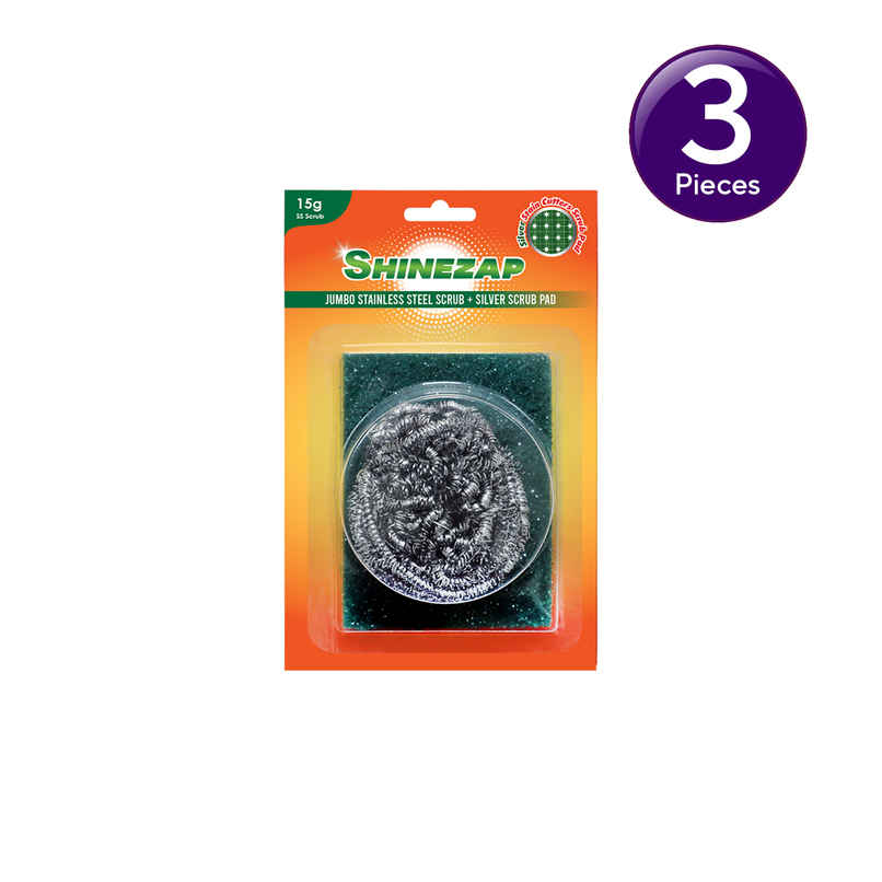 Shinezap 1 Stainless Steel Scrubber (15g) and 1 Scrub pad Combo Combo Shinezap 1 Stainless Steel Scrubber (15g) and 1 Scrub pad Combo Combo