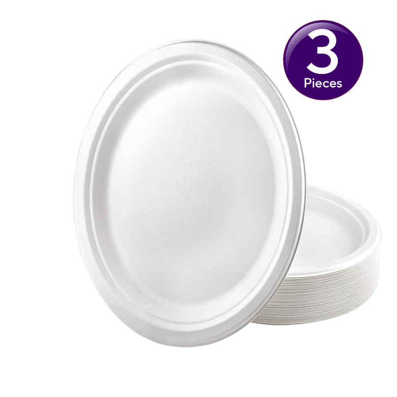 Round Disposable Flat Plate | 11 inch | Naturepac Combo Round Disposable Flat Plate | 11 inch | Naturepac Combo