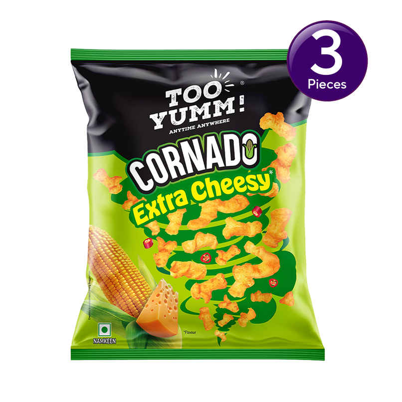 Too Yumm Extra Cheesy Crunchy Cornado, 60%  Less Saturated Fats, No Palm Oil Healthy Cheese Puffcorn Combo