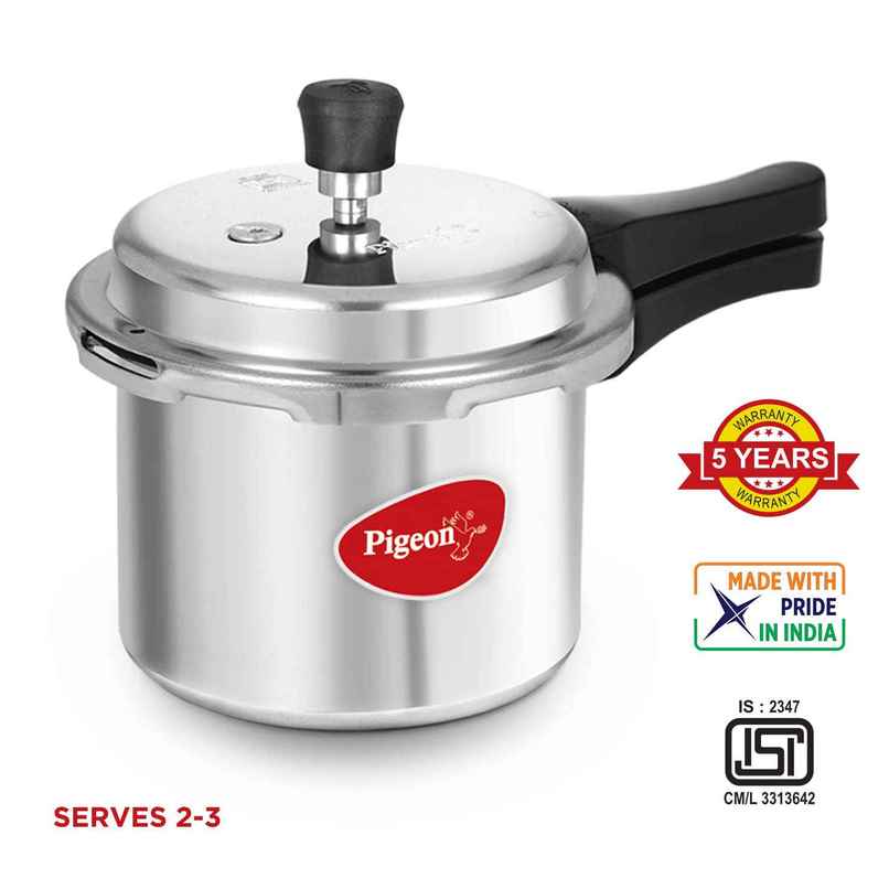 Pigeon 3L Aluminium Induction Base Outer Lid Pressure Cooker Pigeon 3L Aluminium Induction Base Outer Lid Pressure Cooker