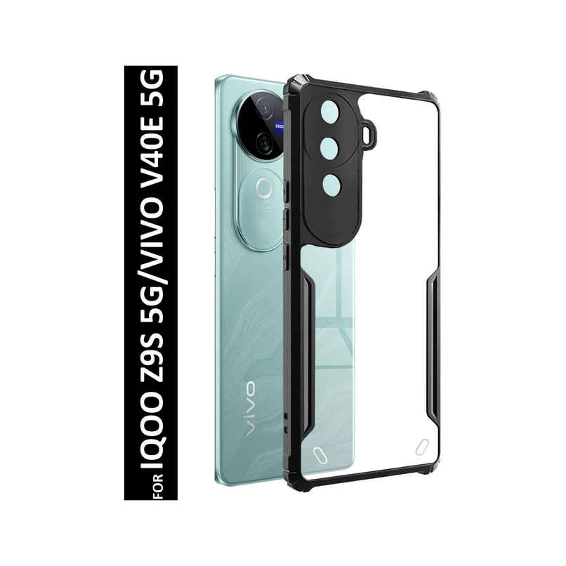 Kwine Case Iqoo Z9S / Vivo V40E Back Cover - Black Bordered Transparent Case