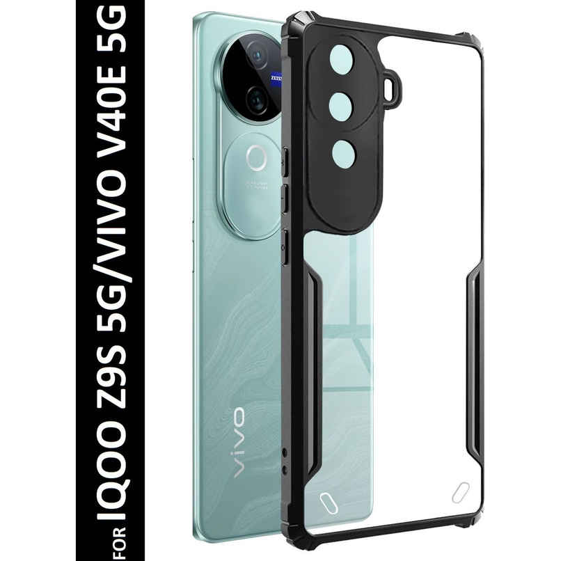 Kwine Case Iqoo Z9S / Vivo V40E Back Cover - Black Bordered Transparent Case Kwine Case Iqoo Z9S / Vivo V40E Back Cover - Black Bordered Transparent Case