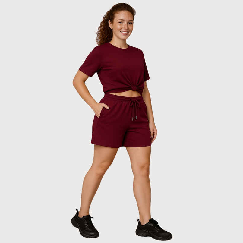 EQL Women's Pure Cotton Shorts | Maroon - M