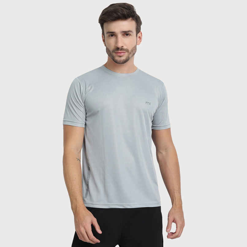 Ftx Men's Solid Round Neck Polyester Half Sleeve Casual T-shirt | Light Grey | S Ftx Men's Solid Round Neck Polyester Half Sleeve Casual T-shirt | Light Grey | S
