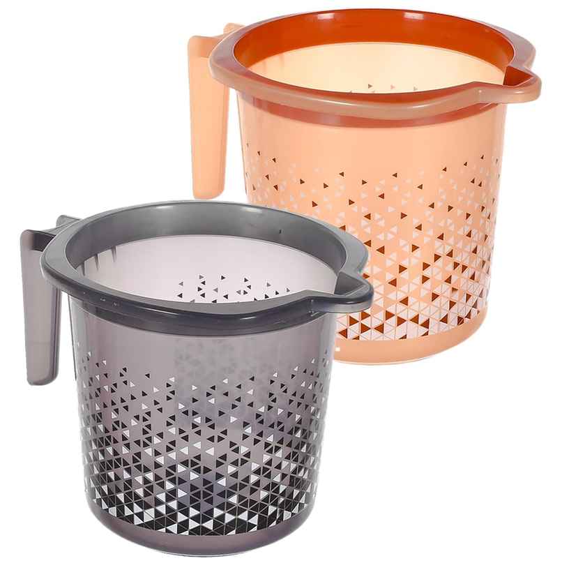 Tinted Print Plastic 1.5 Litre Bathroom Mug | Beige & Black Tinted Print Plastic 1.5 Litre Bathroom Mug | Beige & Black