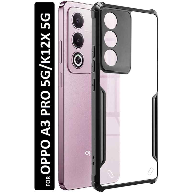 Kwine Case Oppo A3 Pro / K12X 5G Back Cover - Black Bordered Transparent Case Kwine Case Oppo A3 Pro / K12X 5G Back Cover - Black Bordered Transparent Case