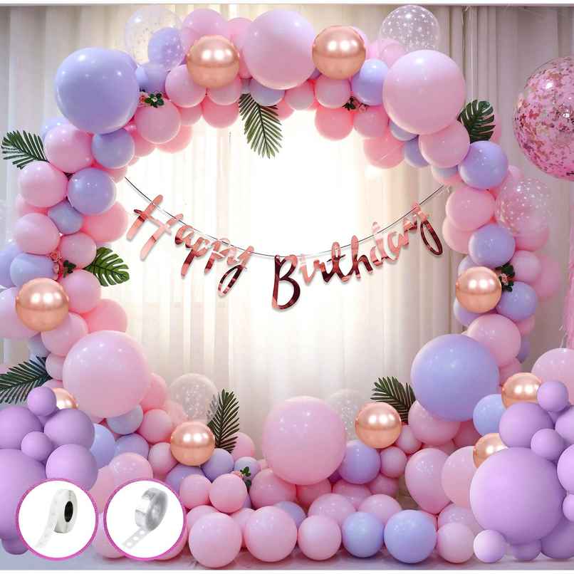 Party Propz Birthday Decoration Items For Girls | Pink - Purple | Pack Of 60