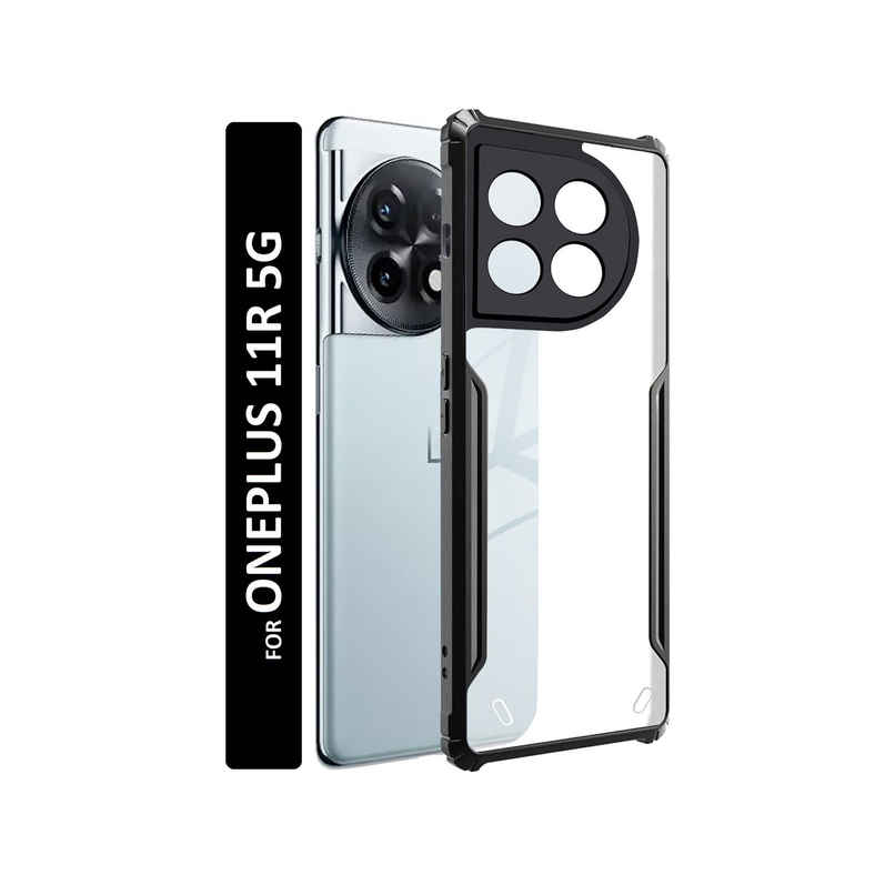 Kwine Case Oneplus 11R Back Cover - Black Bordered Transparent Case