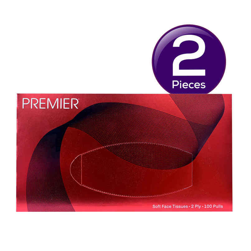 Premier Face Tissue Box 100 pulls | 2 ply - Pack of 1 Combo Premier Face Tissue Box 100 pulls | 2 ply - Pack of 1 Combo