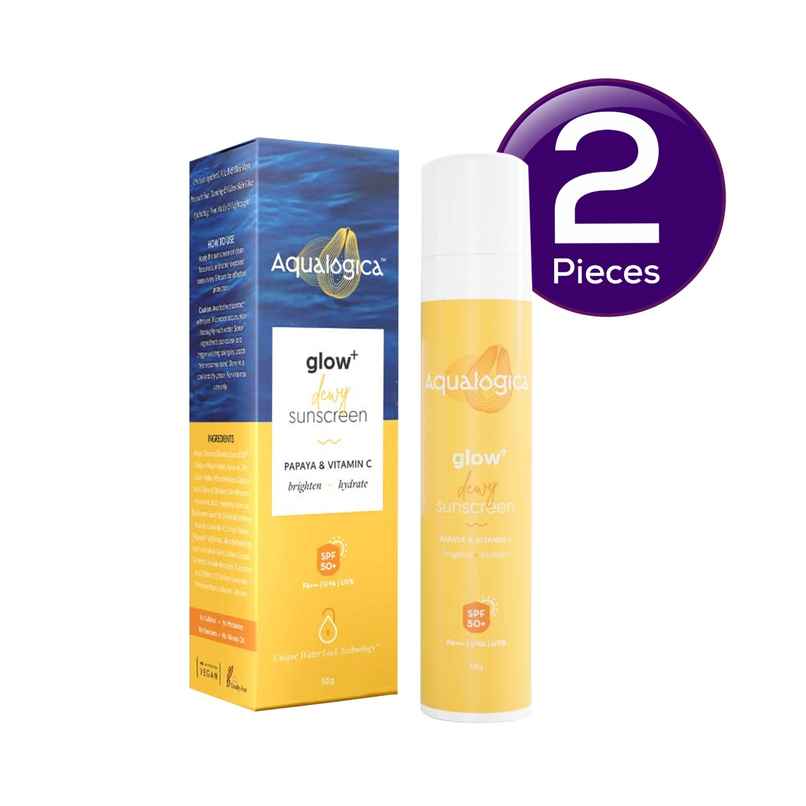 Aqualogica Glow+ Dewy Sunscreen SPF 50+ PA++++ with Anti Pollution Factor (APF) | Papaya & Vitamin C Combo Aqualogica Glow+ Dewy Sunscreen SPF 50+ PA++++ with Anti Pollution Factor (APF) | Papaya & Vitamin C Combo