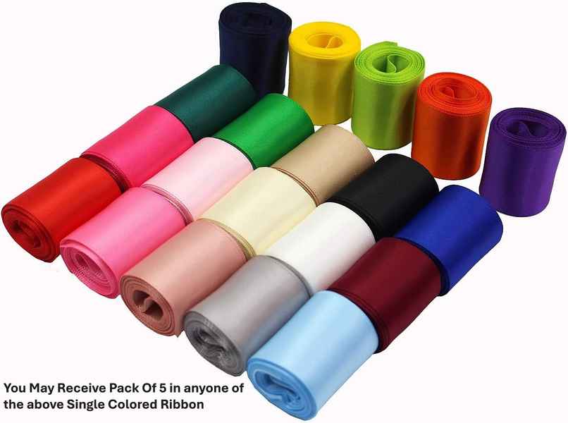 ABK Gift Ribbon Satin Role | 36 mm | 10 m Pack of 5 Single Colored Ribbon Role