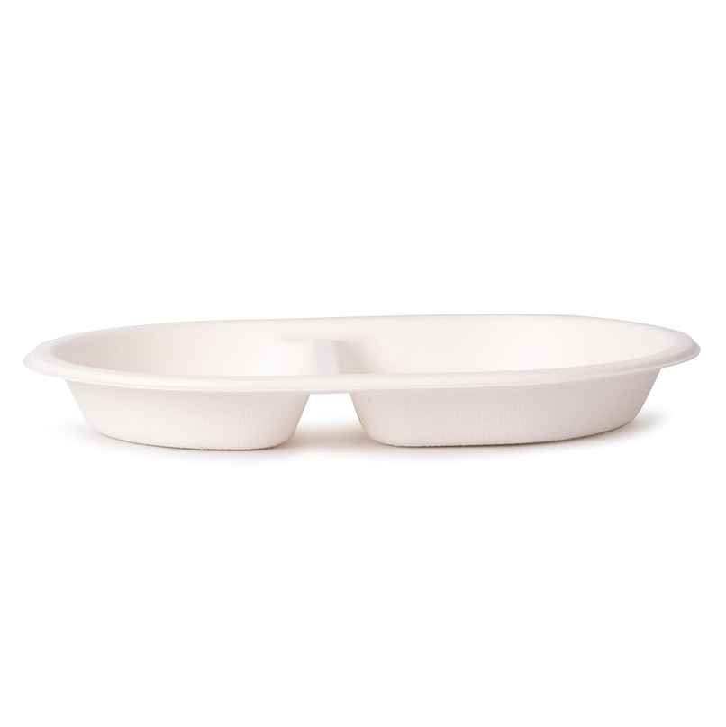 Bagasse Tray | 2 Compartment | Ideal for Starters Dips and Snacks | Tempware Bagasse Tray | 2 Compartment | Ideal for Starters Dips and Snacks | Tempware