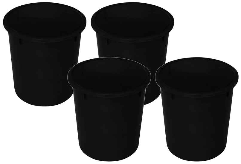 Kuber Industries Open Plastic Dustbin Without Lid | 5L | Pack of 4 (Black)