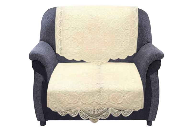 Kuber Industries Premium 5 Seater Sofa Cover | Chikankari Cotton | 10 Pieces | Cream