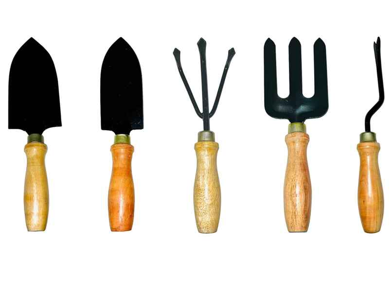 JetFire Wooden Handle Gardening Set of 5 Trowel Set Garden Tool Kit | 5 Tools