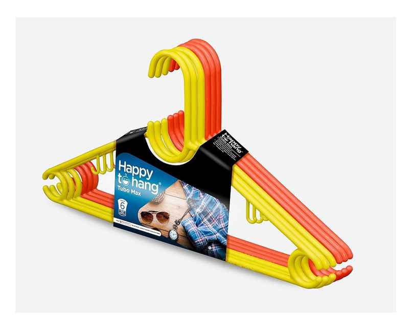 Happytohang Tubomax Polypropylene Hanger, Pack Of 6