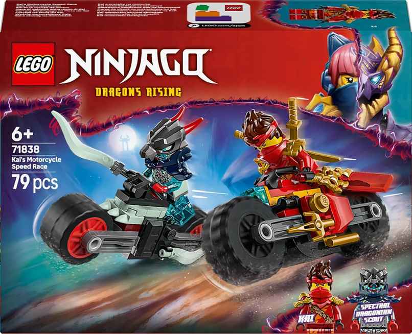 Lego Ninjago Kai's Motorcycle Speed Race Playset With 2 Ninja Bike Toys - 71838