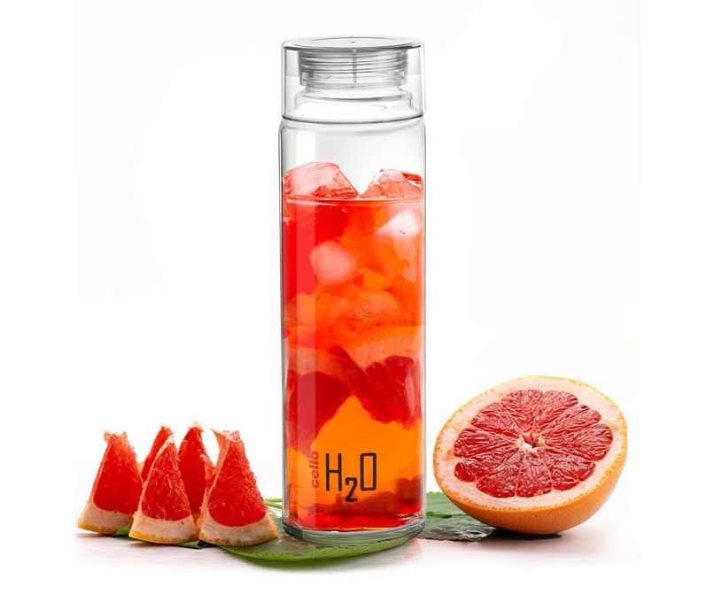 Cello Glass H2O Fridge Water Bottle with Plastic Cap | Clear Cello Glass H2O Fridge Water Bottle with Plastic Cap | Clear