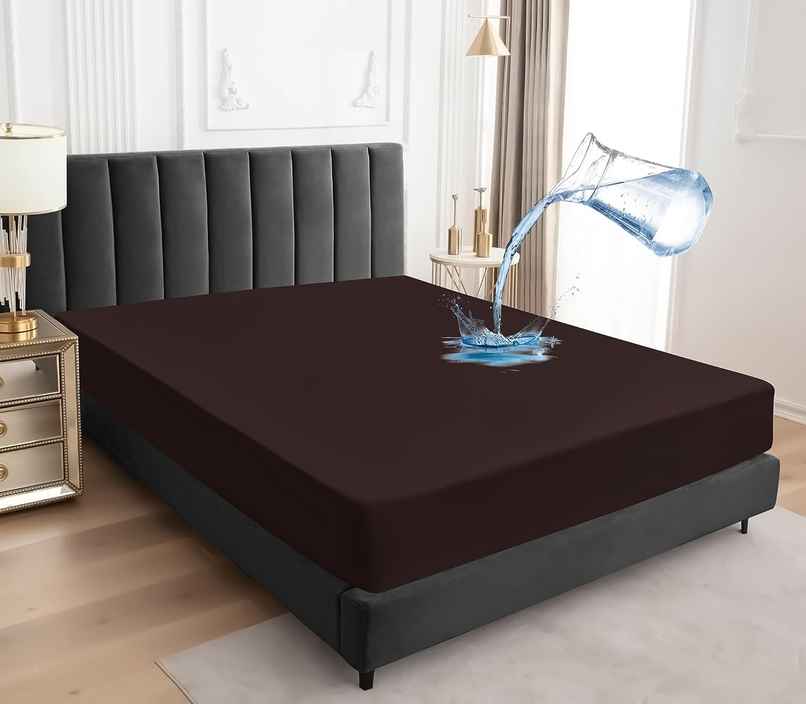 BAY6 Brown Terry Cotton 220 GSM Waterproof Mattress Protector For King Size Bed