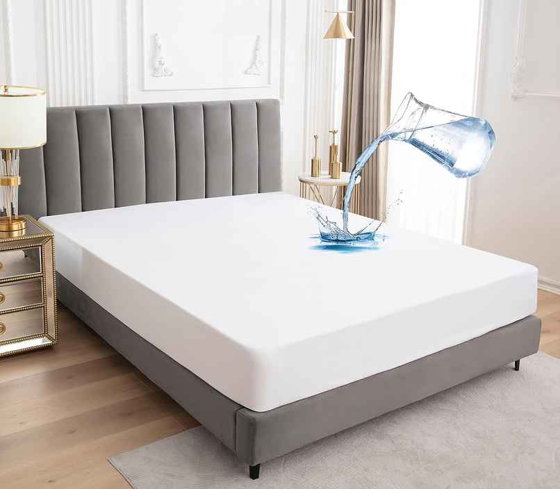 BAY6 White Terry Cotton 220 GSM Waterproof Mattress Protector For King Size Bed