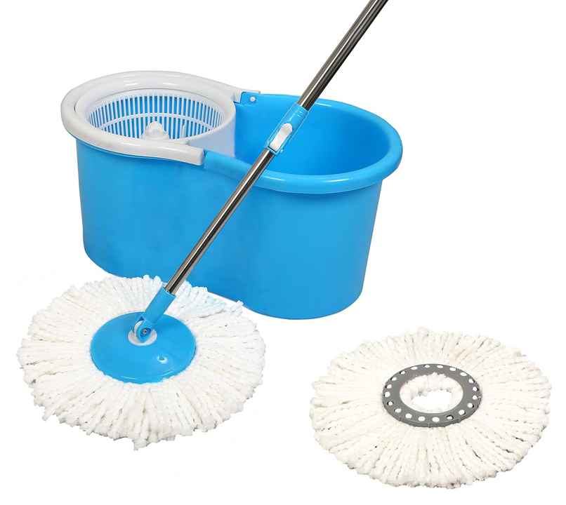 Esquire Elegant 360 Spin Bucket Mop Set With an Additional Microfiber Refill - Blue Color