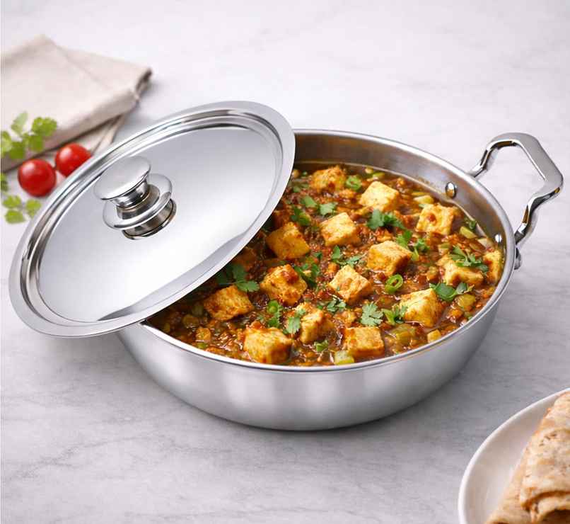 Solara Sterra Stainless Steel Kadhai with Lid | 22 cm | 2.3 L Solara Sterra Stainless Steel Kadhai with Lid | 22 cm | 2.3 L