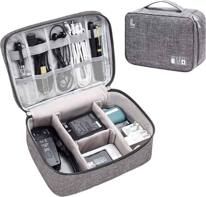 Lazer Polyester Electronics Accessories Organizer Travel Bag Grey