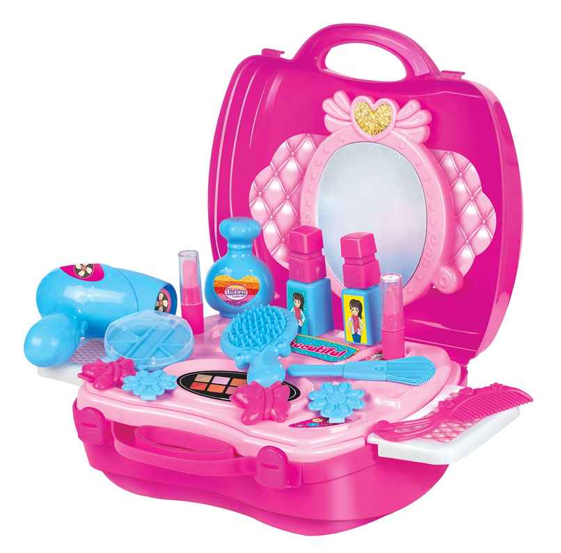 Kingdom Of Play Fashion Pretend Play Makeup Suitcase Beauty Kit And Cosmetic Toy Set For Kids