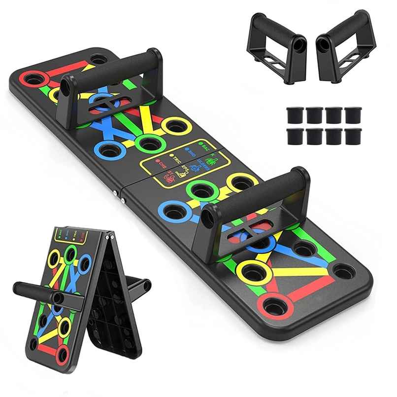 Mayor 15 in 1 Portable Push Up Board with Strong Grip for Home Gym Exercise | Multicolor
