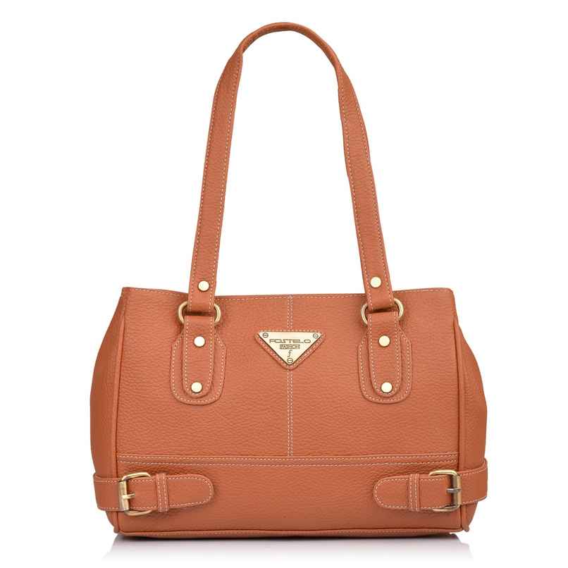 Fostelo Women's Vegan Leather Nightingale Handbags Shoulder Hobo Bag Ladies Purse | Tan | Large