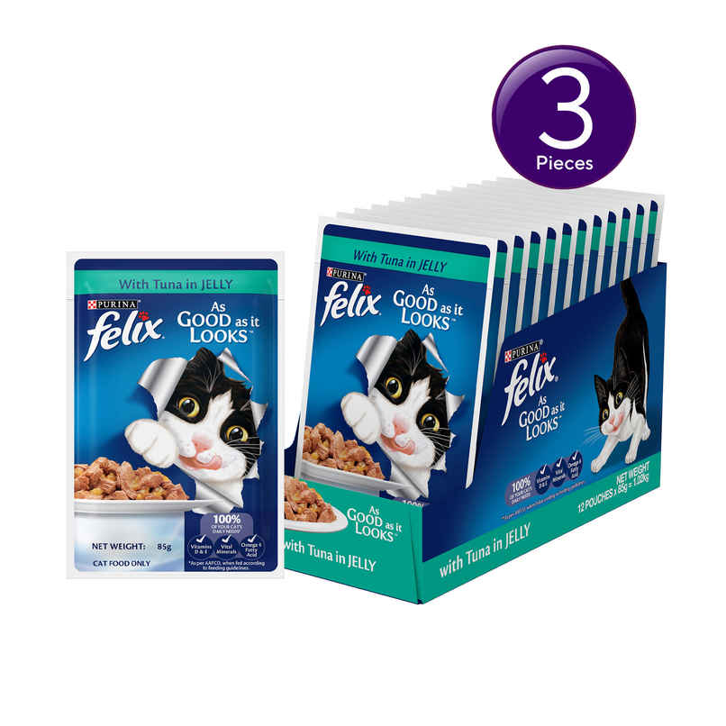 Purina Felix with Tuna in Jelly | Wet Food for Adults | Complete and Balanced Adult Food Combo Purina Felix with Tuna in Jelly | Wet Food for Adults | Complete and Balanced Adult Food Combo